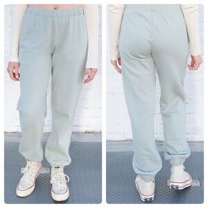 Brandy Melville Green Track Pants with Elastic Cuffs